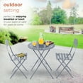 thumbnail image 4 of Alpine Corporation Floral Indoor/Outdoor Patio Bistro Set, Metal 3-Piece Set, Gray, 4 of 10