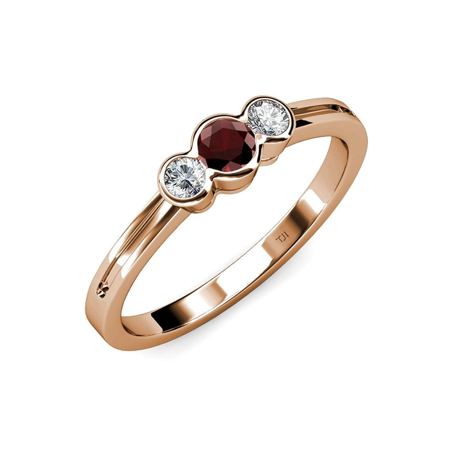 Prism Jewel 0.30Ct Round Red Diamond With Diamond Anniversary Ring
