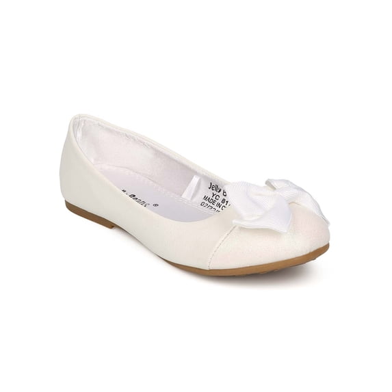 New Girl Jelly Beans Hiro Leatherette Glitter Capped Toe Bow Ballerina Flat