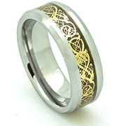 Celtic Men's Tungsten Ring Golden Dragon Wedding Band 8MM (13)