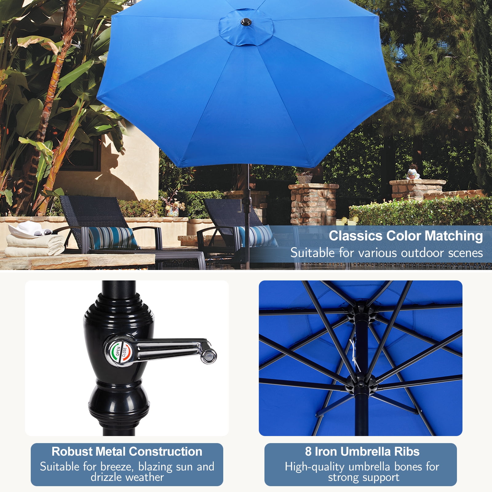 ZUNMOS 9FT Outdoor Patio Umbrella with Push Button Tilt and ZUNMOS 9FT Outdoor Patio Umbrella with Push Button Tilt and