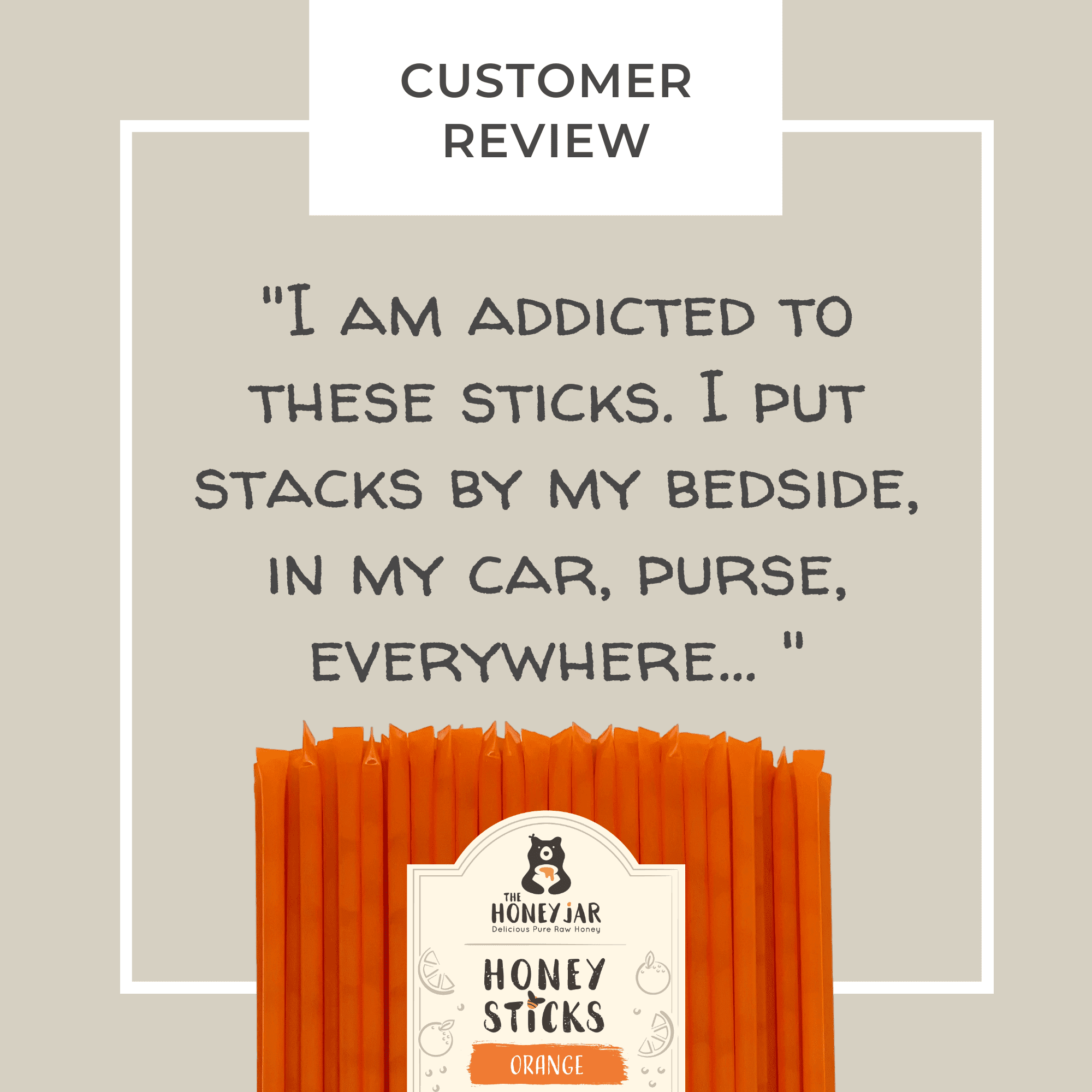 The Honey Jar - Orange Flavored Honey Sticks - 100 Count Package