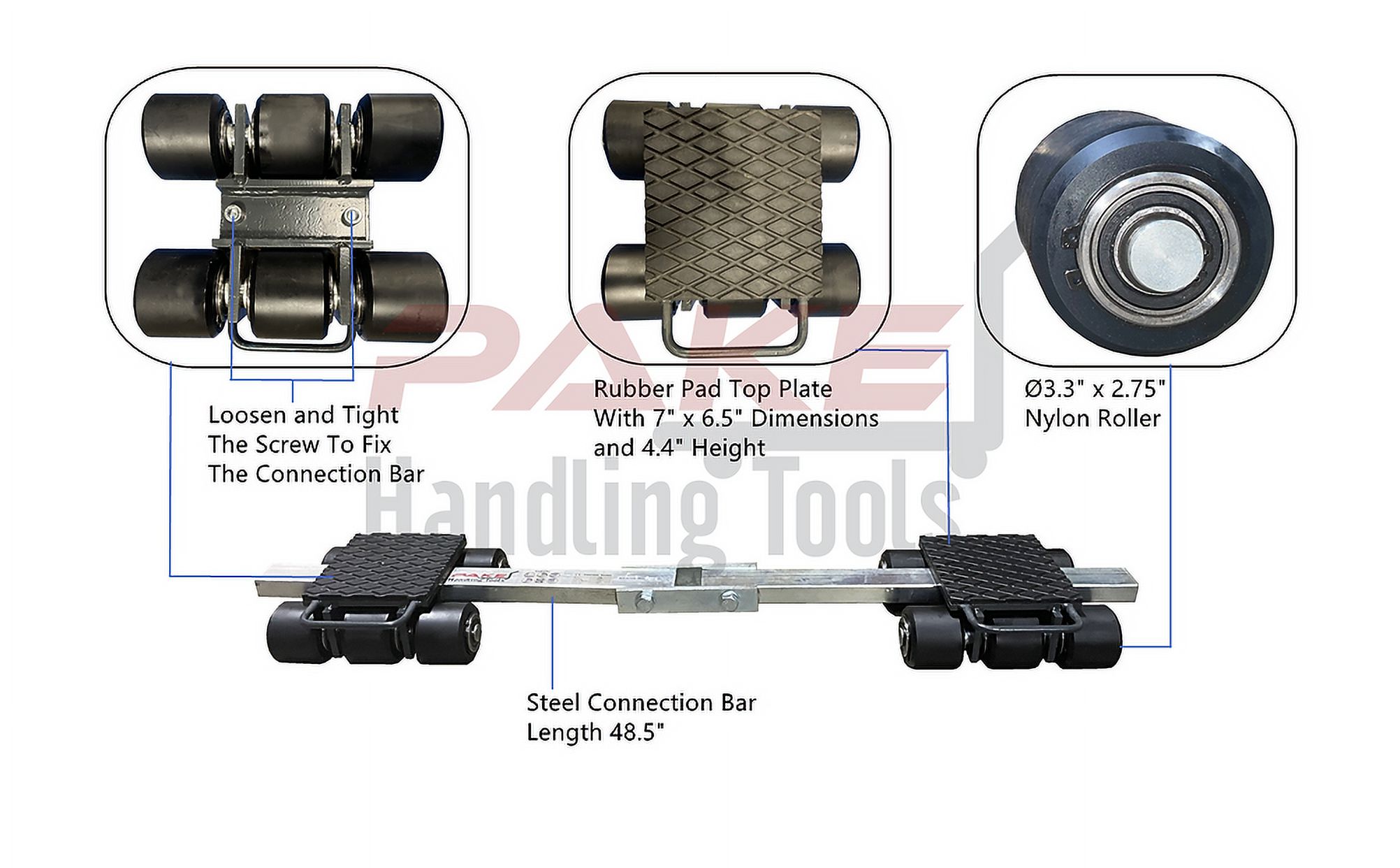 Pake Handling Tools - Steerable Skates Kits, 18 Ton Capacity (39,600 pounds)