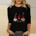 thumbnail image 3 of asdoklhq Women's Sweaters Ladies' Christmas Printed Round Neck Three Quarter Sleeve 3/4 Sleeve T-shirt Loose Top Long Sleeved Round Neck Top/shirt Black 3X, 3 of 6
