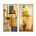 thumbnail image 2 of Designart "Vintage Beauty Abstract Simplicity" Modern Geometric Framed Wall Art Set Of 2 - Modern Gold Framed Canvas Set For Living Room Decor, 2 of 6