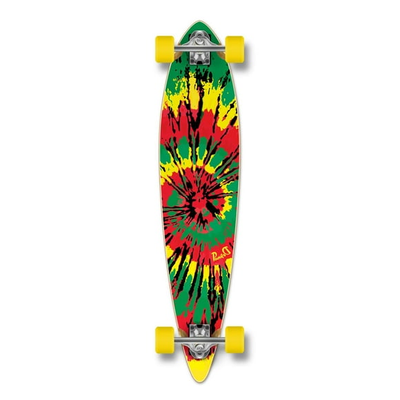 Yocaher Special Graphic Complete Longboard Pintail Skateboard w/ 70mm Wheels (Tiedye Rasta)