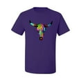 thumbnail image 2 of Wild Bobby, Colorful Rainbow Cow Bull Skull Animal Lover Men's Graphic T-Shirt, Purple, 5XL, 2 of 3