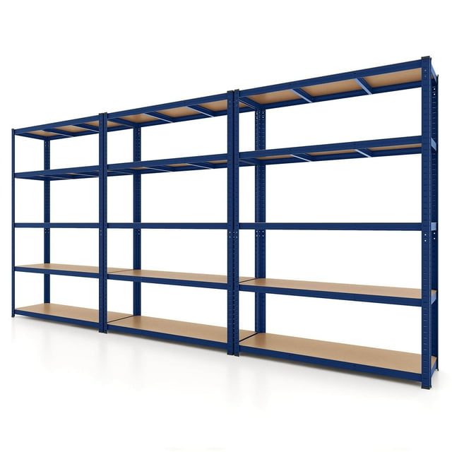 Costway 3 PCS 5 Tier Adjustable Garage Shelving Unit with 2200 lbs Max Load for Warehouse Blue