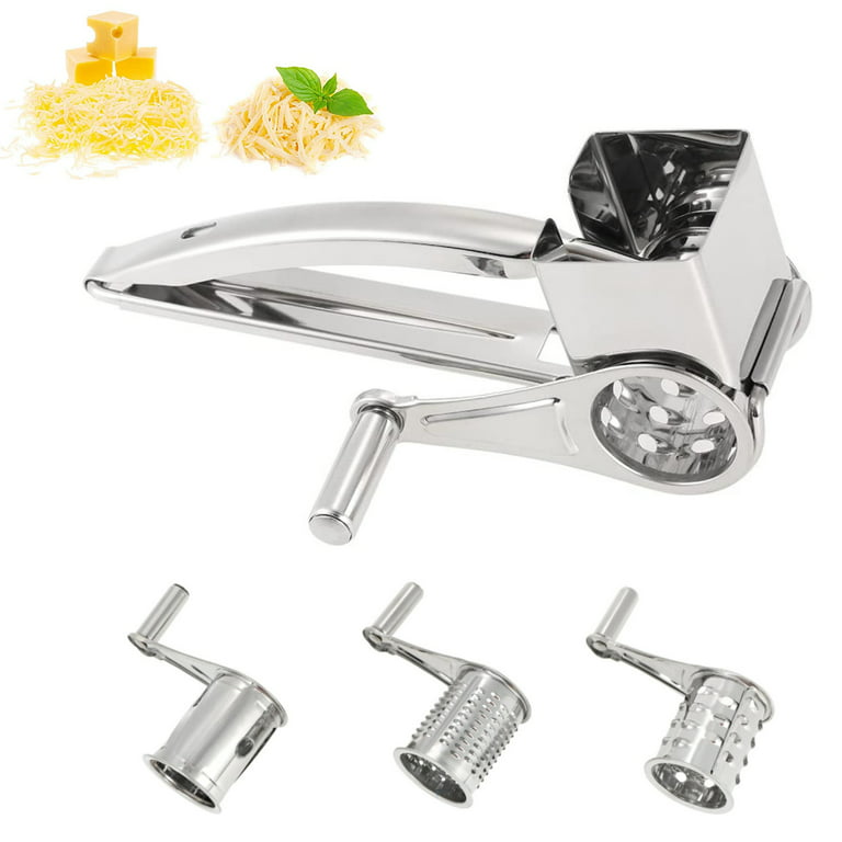 Cheese Grater With Handle, Rotary Cheese Grater, Manual Stainless Steel Cheese  Shredder For Hard Cheese, Chocolate, Durable