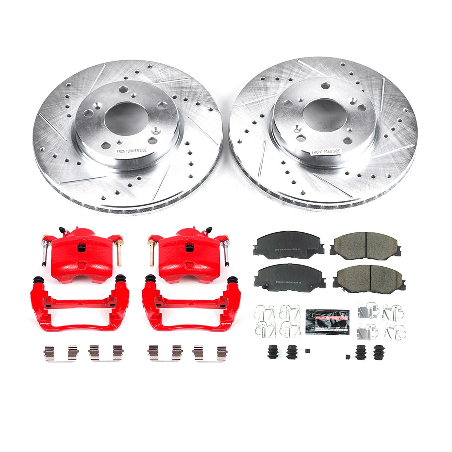 PowerStop Front Z23 Evolution Sport Brake Pad and Rotor Kit with Red Powder Coated Calipers Fits: HONDA Select Models KC8318