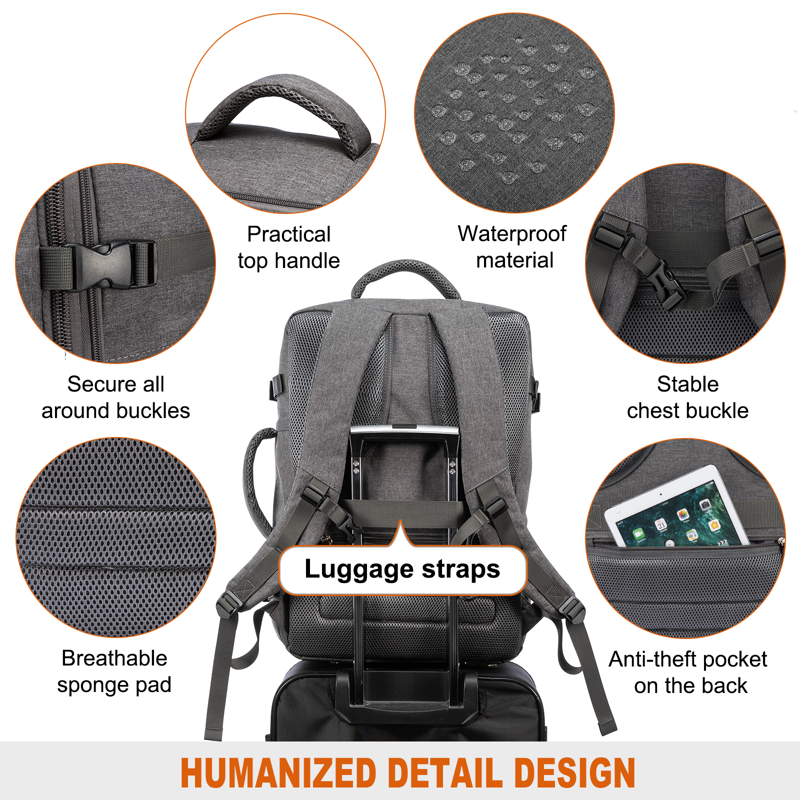 Lovevook College School Backpack, 40L Expandable Carry On Luggage Backpack Flight Approved, Large Waterproof Hiking Outdoor Overnighter Bag for Men Women