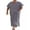 Dark Grey, variant on Men's V-Neck Linen Robe Short Sleeve Kaftan Thobe Long Gown Casual Shirt for Beach