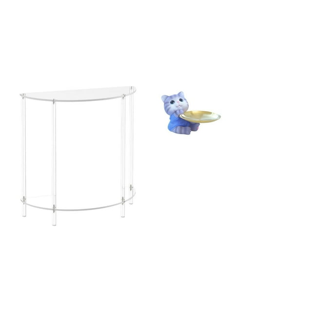 Mesita de noche de acrílico,Mesa auxiliar de acrílico transparente Mesa auxiliar transparente en capas,Mesa pequeña de acrílico,mesita de noche pequeña,compacta,Figura de oso,Bandeja para