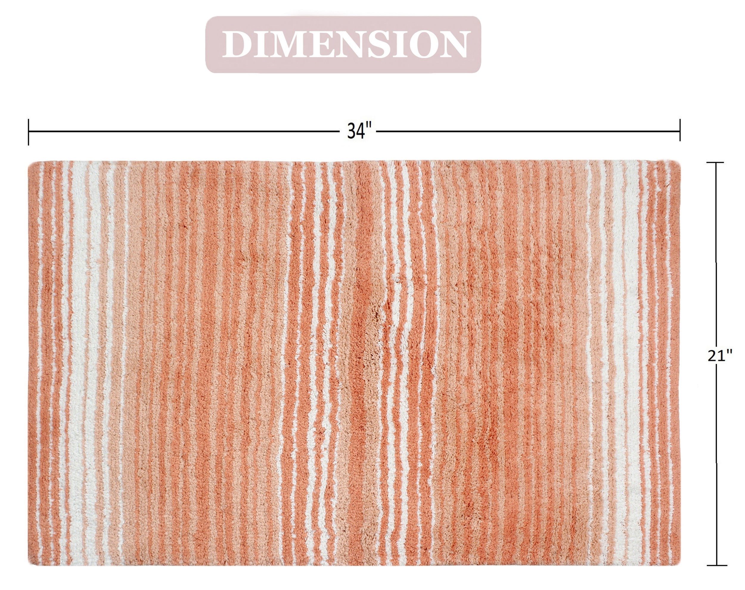 Home Weavers 100% Cotton Gradation Collection Bathroom Decore | Washable Rug | Bathroom Mat | Kitchen rug | Bathroom Rug Set | Bath Mat Set | Bath Floor Mat Non Slip, 21"x34", Coral