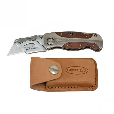 - Sheffield Hardwood Handle Lockback Knife and Leather Sheath
