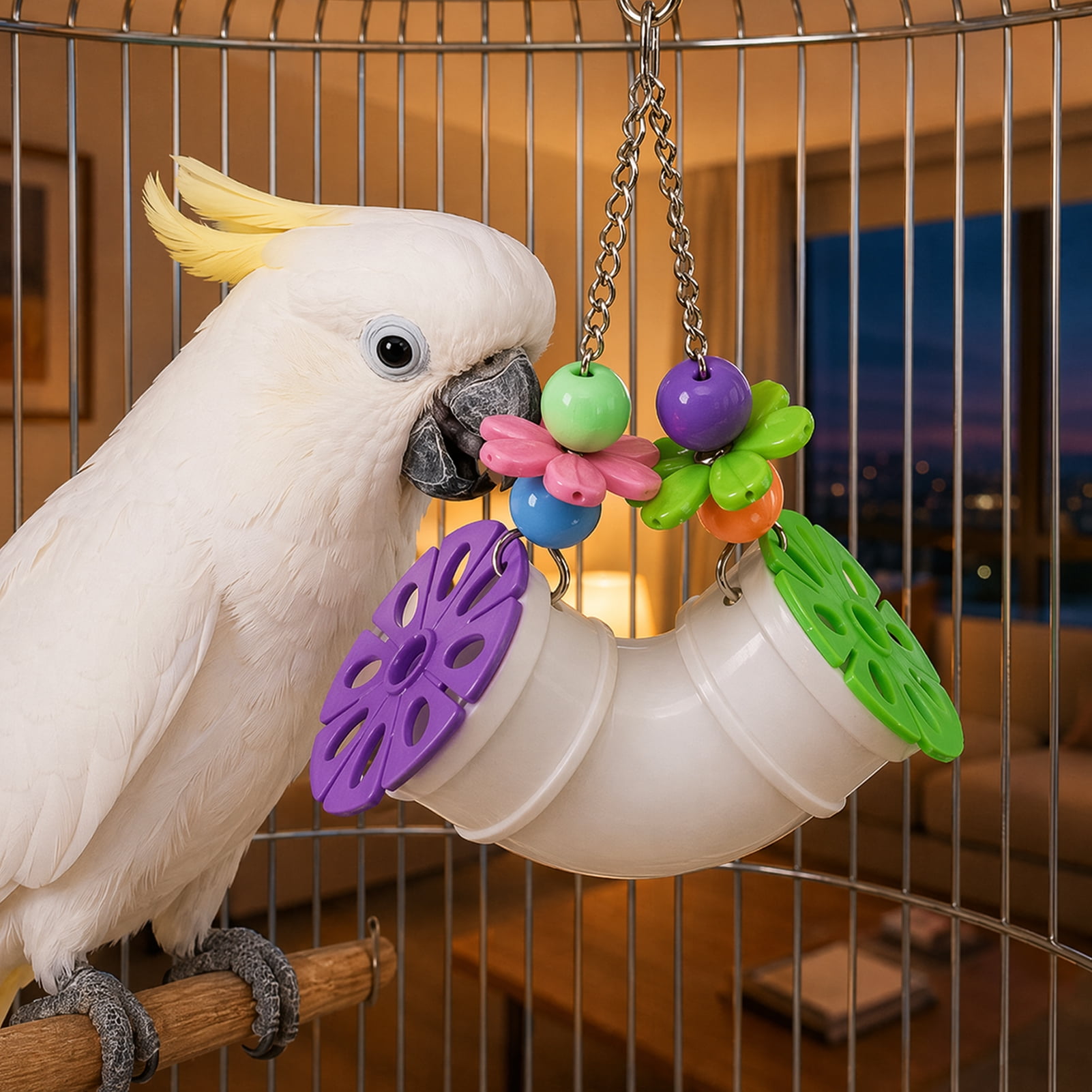 mdesiwst Parrot Foraging Tube Toy, Bird Foraging Chewing Toy, Parrot Enrichment Toy, Cage Accessories for Budgie Parakeet Cockatiel Conure Anxiety Relief
