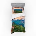 thumbnail image 1 of Ambesonne Mountain Bedding Set 3 Pcs, Summer Morning Mountains, Twin, Coral Teal Green, 1 of 3