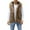 Camel, variant on Men's Luxury Faux Fur Hooded Vest Winter Warm Open Front Sleeveless Cardigan Fuzzy Outerwear Jacket Black Size L