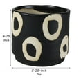 thumbnail image 5 of 5 Inch Round Ceramic Cachepot with Circle Motif, Small, Black- Saltoro Sherpi, 5 of 5