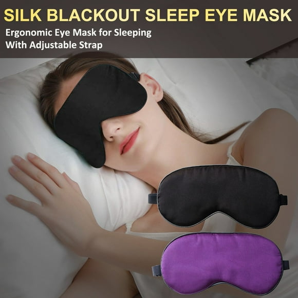 WIFKLSIIPG Sleep Mask Silk Blackouted Soft Travel Mask with Adjustable Strap Sleep Eye Mask