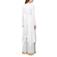 thumbnail image 6 of Aislor Women's Liturgical Worship Praise Dance Costume Long Sleeve Irregular Dress with Wide Leg Pants White Dress with Pant S, 6 of 7
