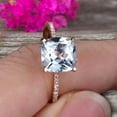 thumbnail image 3 of 10k Rose Gold Anniversary Gift Art Deco 1.80 Carat 7mm Cushion Cut Aquamarine Wedding Engagement Ring, 3 of 5