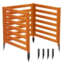 36x36x36 Inch Air Conditioner Fence Panels, 3 Panels Outdoor Wood Privacy Screens (Light Brown), Equipment Enclosure with Metal Stakes for Trash Can, Pool, Yard, Deck