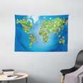 thumbnail image 1 of Garden Tapestry, Daisy Lily Daffodil Poppy Botany Bouquet Featured World Map with Grass Concept, Wall Hanging for Bedroom Living Room Dorm Decor, 60W X 40L Inches, Lime Green Blue, by Ambesonne, 1 of 2