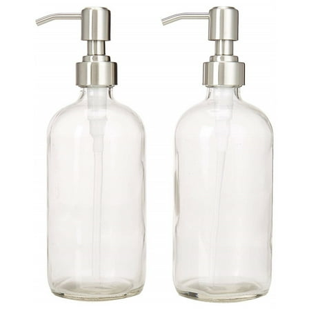 Topbathy 2Pcs Stainless Steel Dispenser Pump Lids for Household Lotion Dispensing Plated Silver