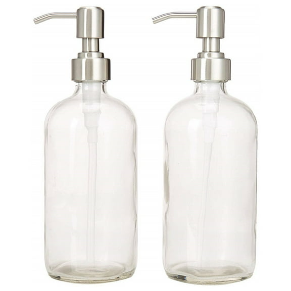 Topbathy 2Pcs Stainless Steel Dispenser Pump Lids for Household Lotion Dispensing Plated Silver