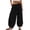 Black -BF35, variant on Womens Balloon Pants Summer Flowy Wide Leg Pants Cotton Linen Drawstring Vacation Beach Pants Black XL
