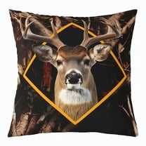 Erosebridal 3D Deer Cushion Cover 22x22 Inch Elk Antler Throw Pillow Cover Tree Jungle Branch Pillow Cover Woodland Safari Animal Decorative Pillow Cover Reversible Soft Bedroom Decor