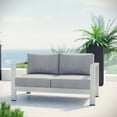 thumbnail image 2 of Modern Contemporary Urban Design Outdoor Patio Balcony Loveseat Sofa, Grey Gray, Metal Aluminum, 2 of 4