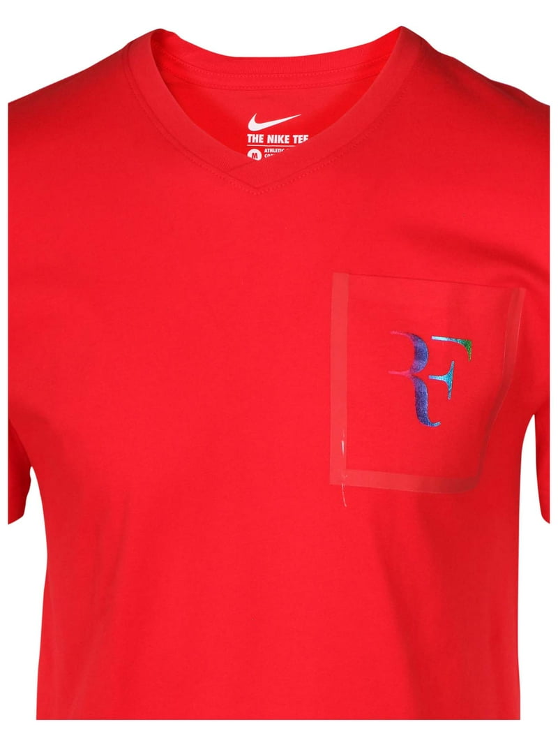 Nike Men's Roger Federer Stealth Pocket V-Neck T-Shirt-Red