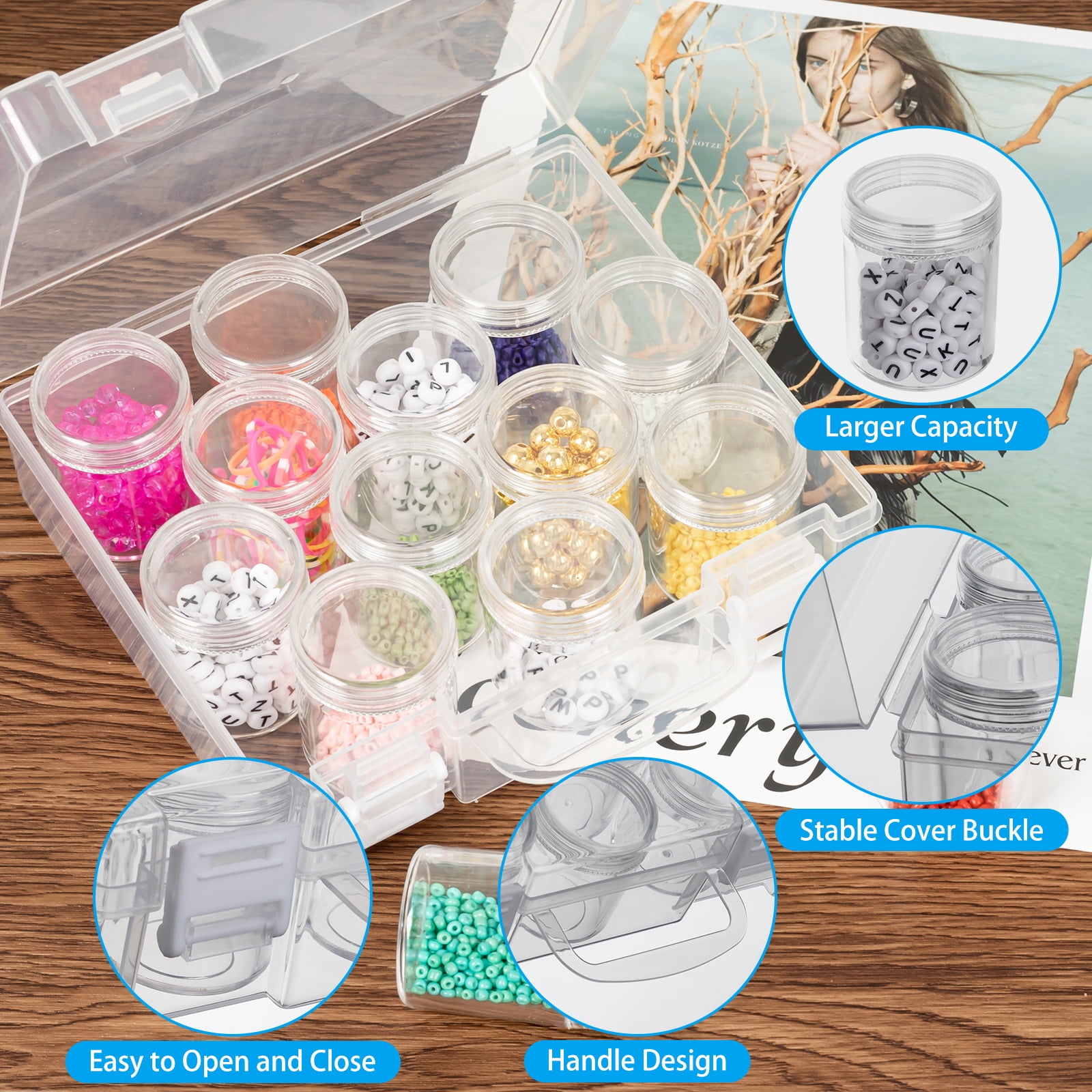 Bead Storage Box, Bead Organizer Box, Diamond Painting Storage Containers Diamond Painting Accessories Boxes for Beads Jewelry Rings Charms Glitter Rhinestones