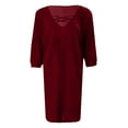 thumbnail image 4 of YMNXA Womens Dress Long Sleeve V Neck Solid Color Comfortable Fashion Dresses For Daily Wear And Party Red M, 4 of 4