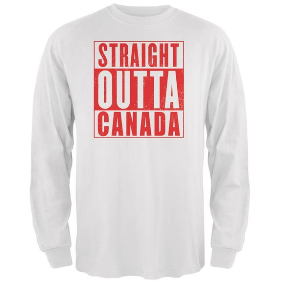 Straight Outta Canada Mens Long Sleeve T Shirt White SM