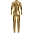 thumbnail image 2 of Doomiva Kids Long Sleeve Shiny Metallic Jumpsuit Boys Girls Dance Gymnastics Leotard Bodysuits Gold XL/150, 2 of 7