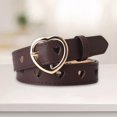 thumbnail image 4 of Women PU Leather Belt with Buckle Waist Strap Adjustable Waistband Heart Belt for Dress Decor Pants , brown, 4 of 8