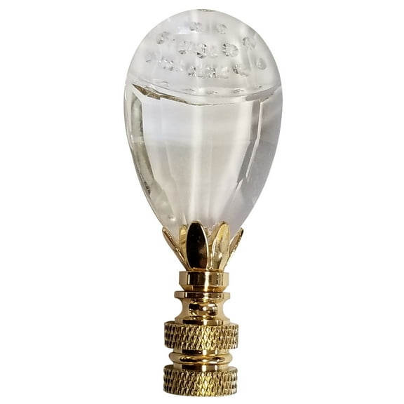 Royal Designs, Inc. Balloon Shape with Top Design 1.25 Inch Clear Faceted Crystal Lamp Finial, F-2017-PB-1, Polished Brass, Single