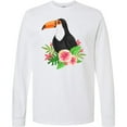 thumbnail image 3 of Inktastic Toucan with Hawaiian Flowers Long Sleeve T-Shirt, 3 of 5