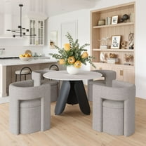 Toru Dining Table White Dining Table, Modern Style, Faux Marble Sintered Stone round shape tabletop, Steel, Indoor Dining