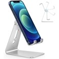 thumbnail image 1 of Support de Téléphone, Support de Téléphone en Aluminium Réglable pour Bureau, Compatible avec iPhone, Samsung, Google et Plus d'Appareils, Argent, 1 of 6