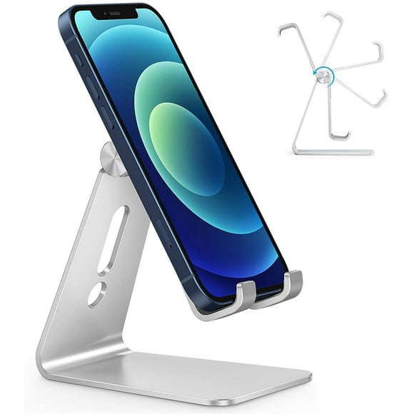 OMOTON Phone Stand, Adjustable Aluminum Cell phone Stand for Desk, Compatible with iPhone, Samsung, Google and More