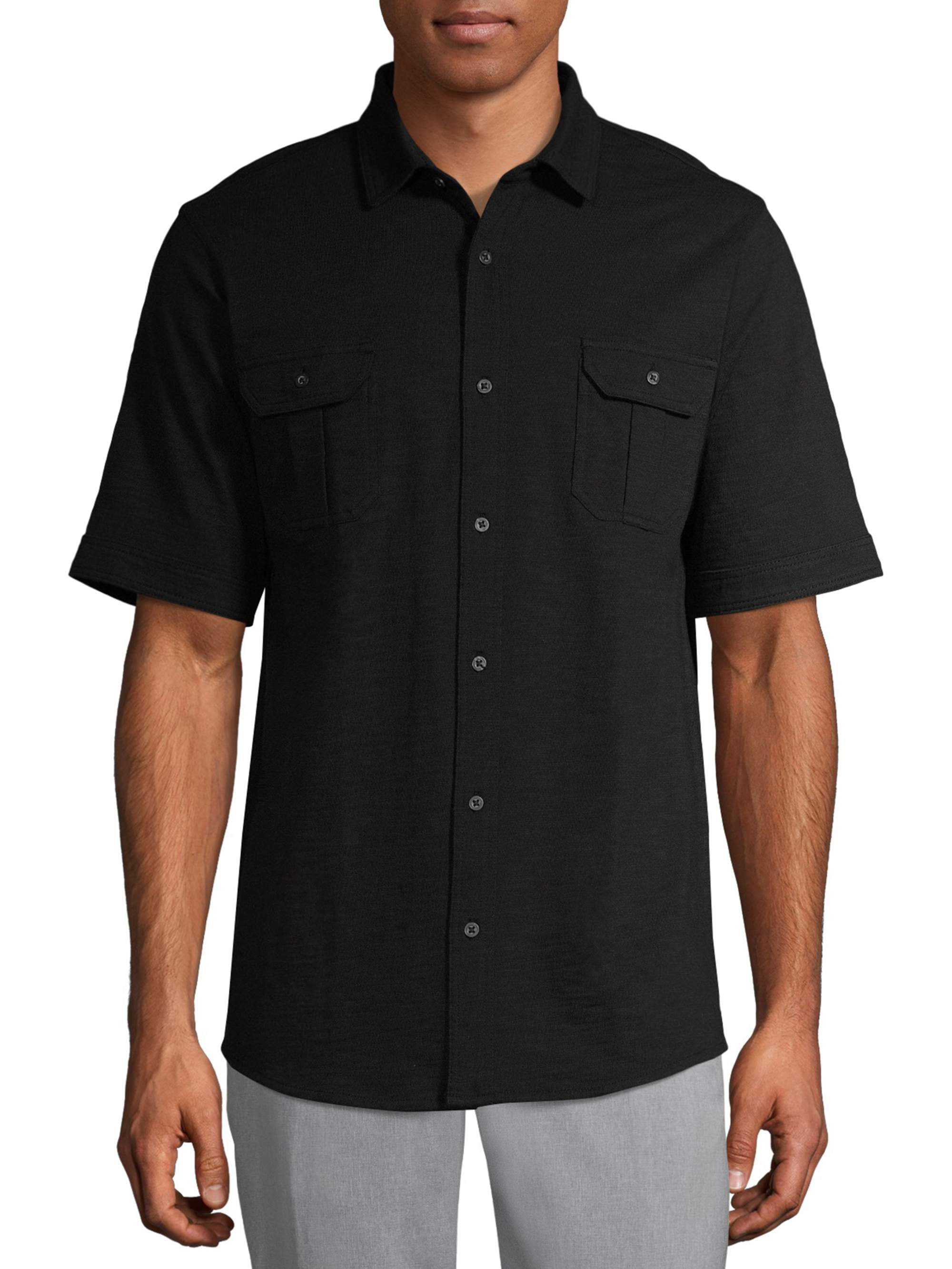 GEORGE - George Men's and Big Men's Ultra Soft Knit Short Sleeve Button