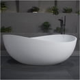 thumbnail image 2 of JERFIT 63" Freestanding Bathtub, Matte White Stone Resin Soaking Tub for Modern Bathroom, Luxurious Ergonomic Design, 2 of 10