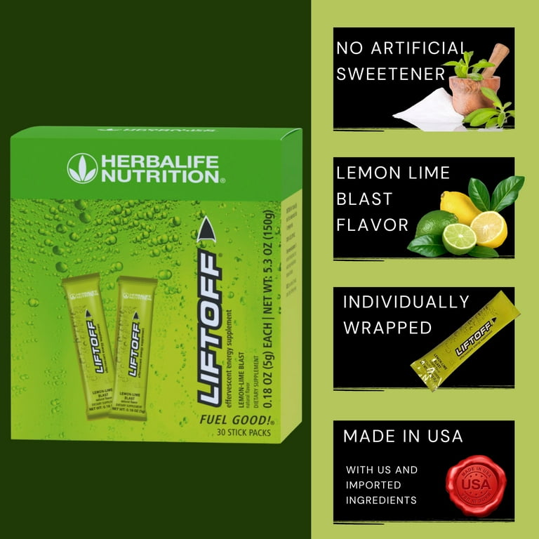 Herbal life. Nutrition Liftoff Stick Pack Lemon Lime Blast Instant