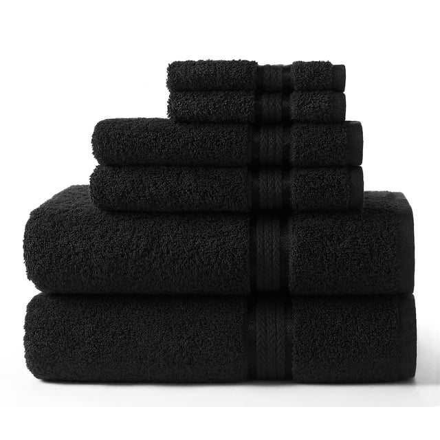 Juego de toallas COTTON CRAFT Ultra Soft, 6 piezas, 100% algodón, color negro