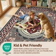 thumbnail image 4 of Design&I 8'x10' Washable Area Rug Border Door Mongolian Checkered Nylon Hallway Assorted Boho Vintage Playful for Living Room, Family Extra Large Skid-Resistant Low Profile, 4 of 7