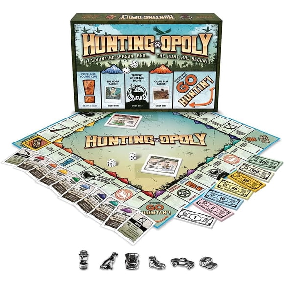 Hunting-Opoly Board Game - A Property Trading Game - for 2 to 6 Players Ages 8 and up